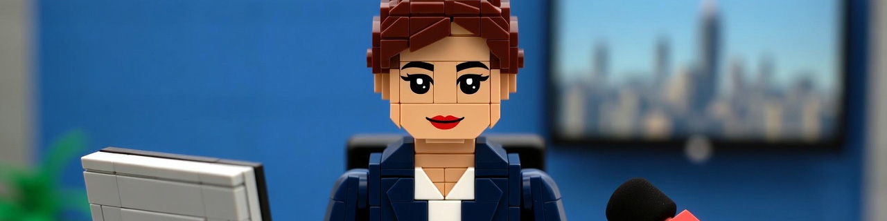A news reporter at her desk.